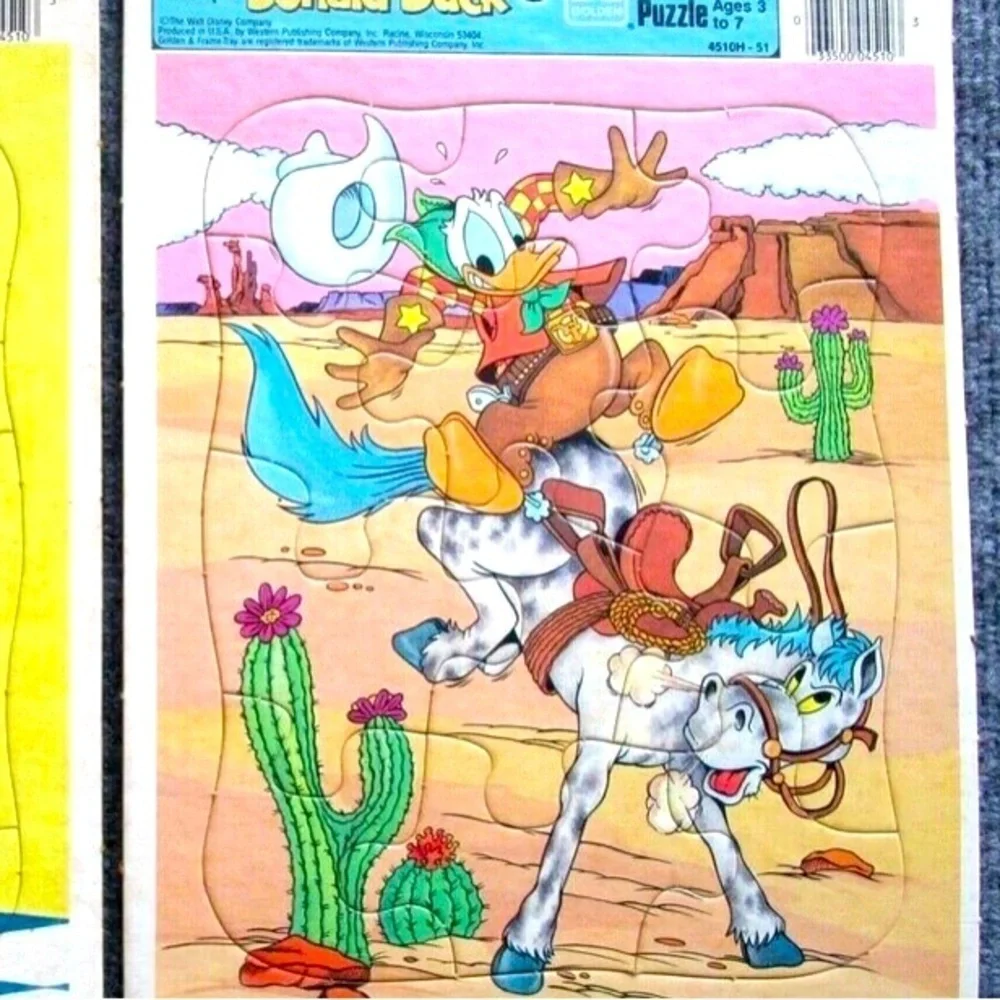 Disney vintage Disney Golden Frame Tray Puzzles Donald & Minnie cheerleader